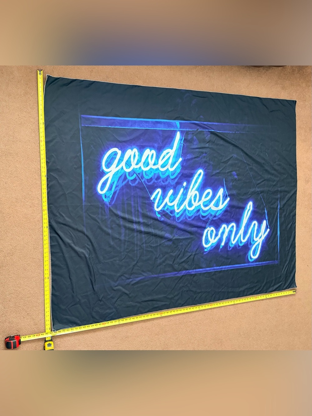 Blue Neon “Just Good Vibes” Tapestry-77”x60”